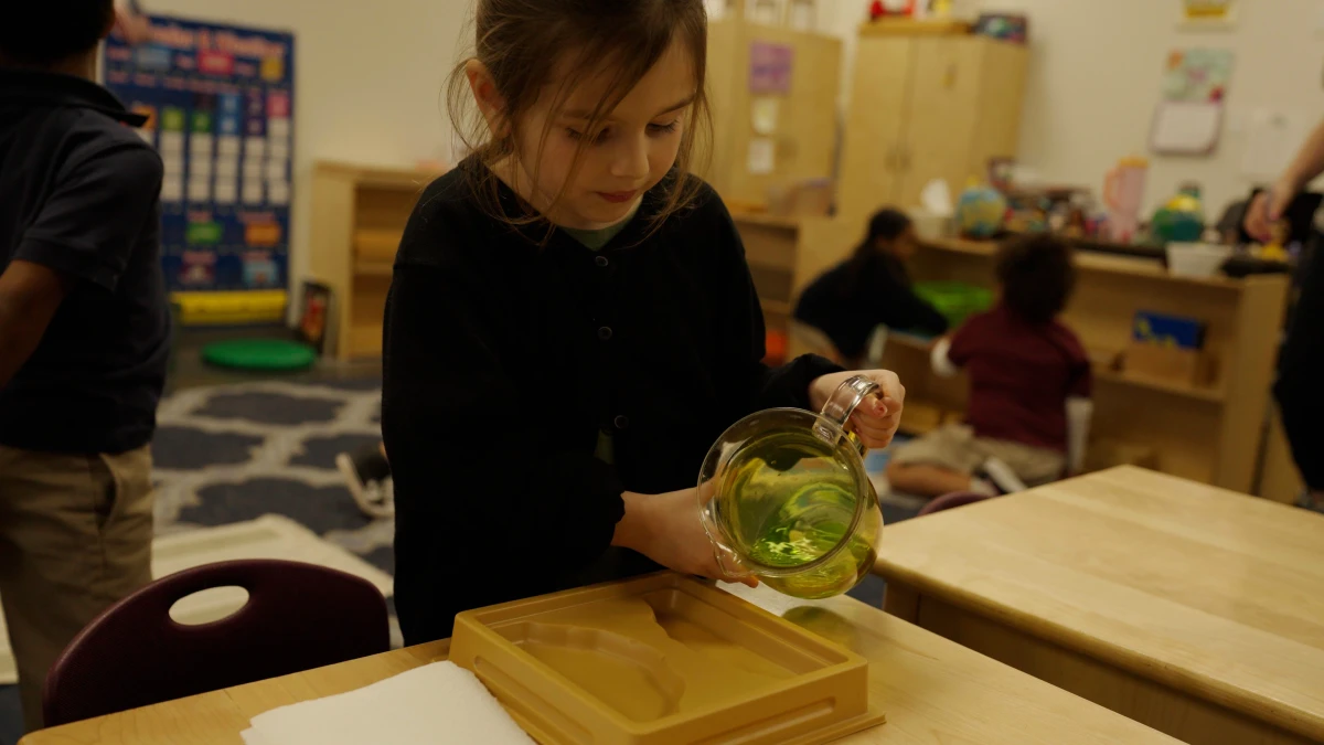 Montessori student at work