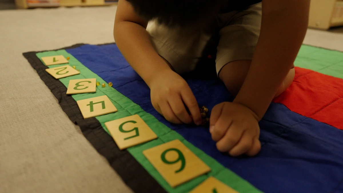 Montessori student at work