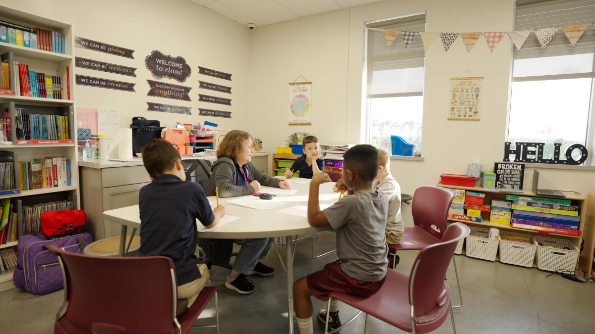 Elementary student in class