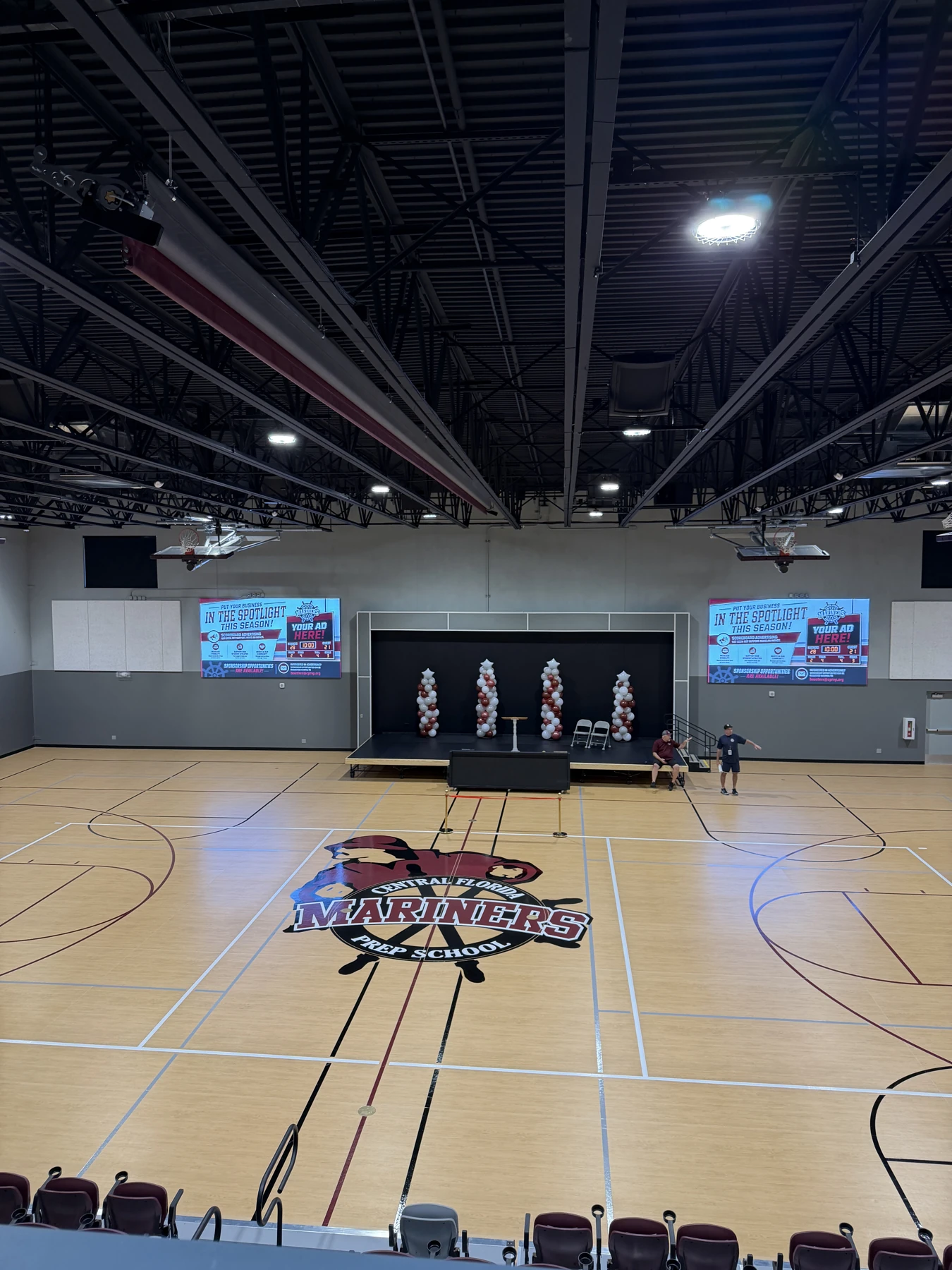 The gymnasium entrance decorated for the dedication