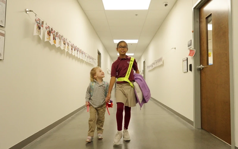 Students walking the halls of the Central Florida Prep campus in Apopka
