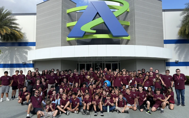 Central Florida Prep students and teachers gathered for a school photo