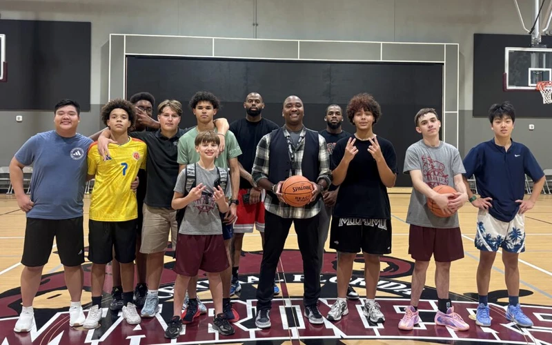 Coach Mark Washington and the Central Florida Prep basketball team