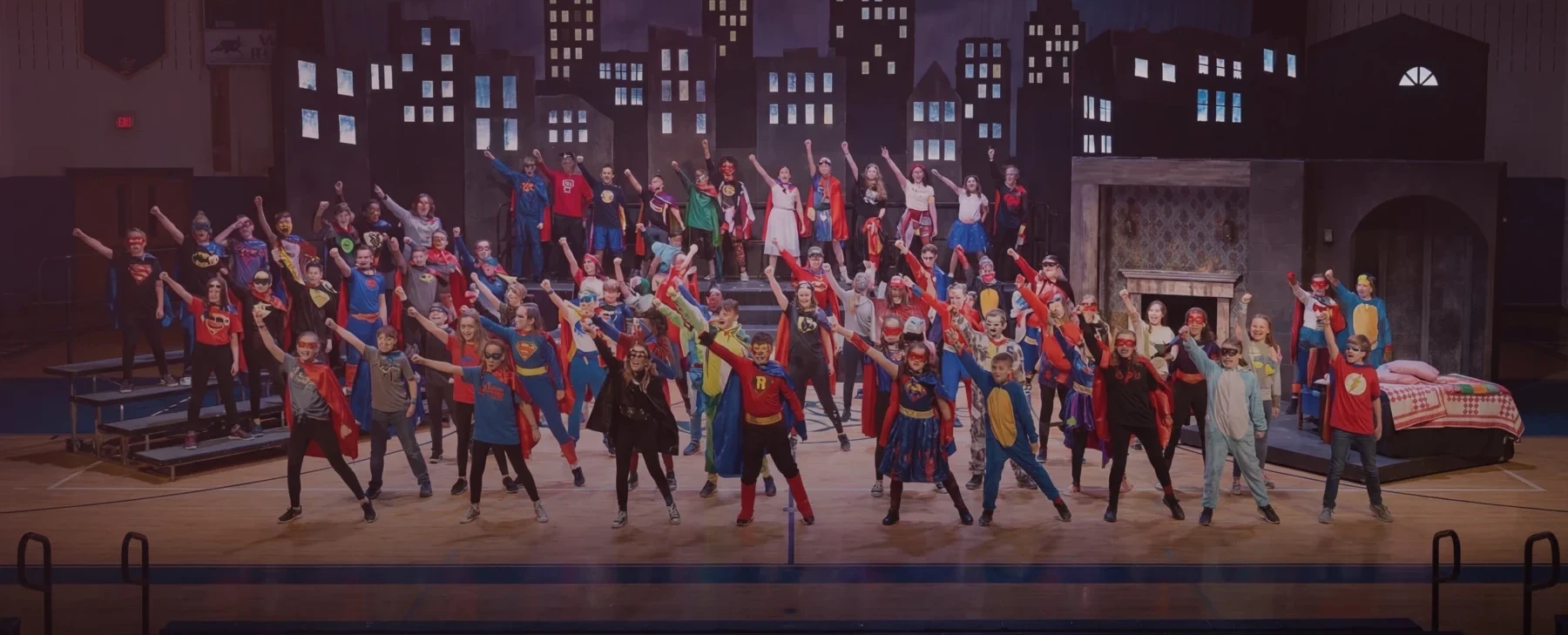 Performing arts students on the new stage inside the center